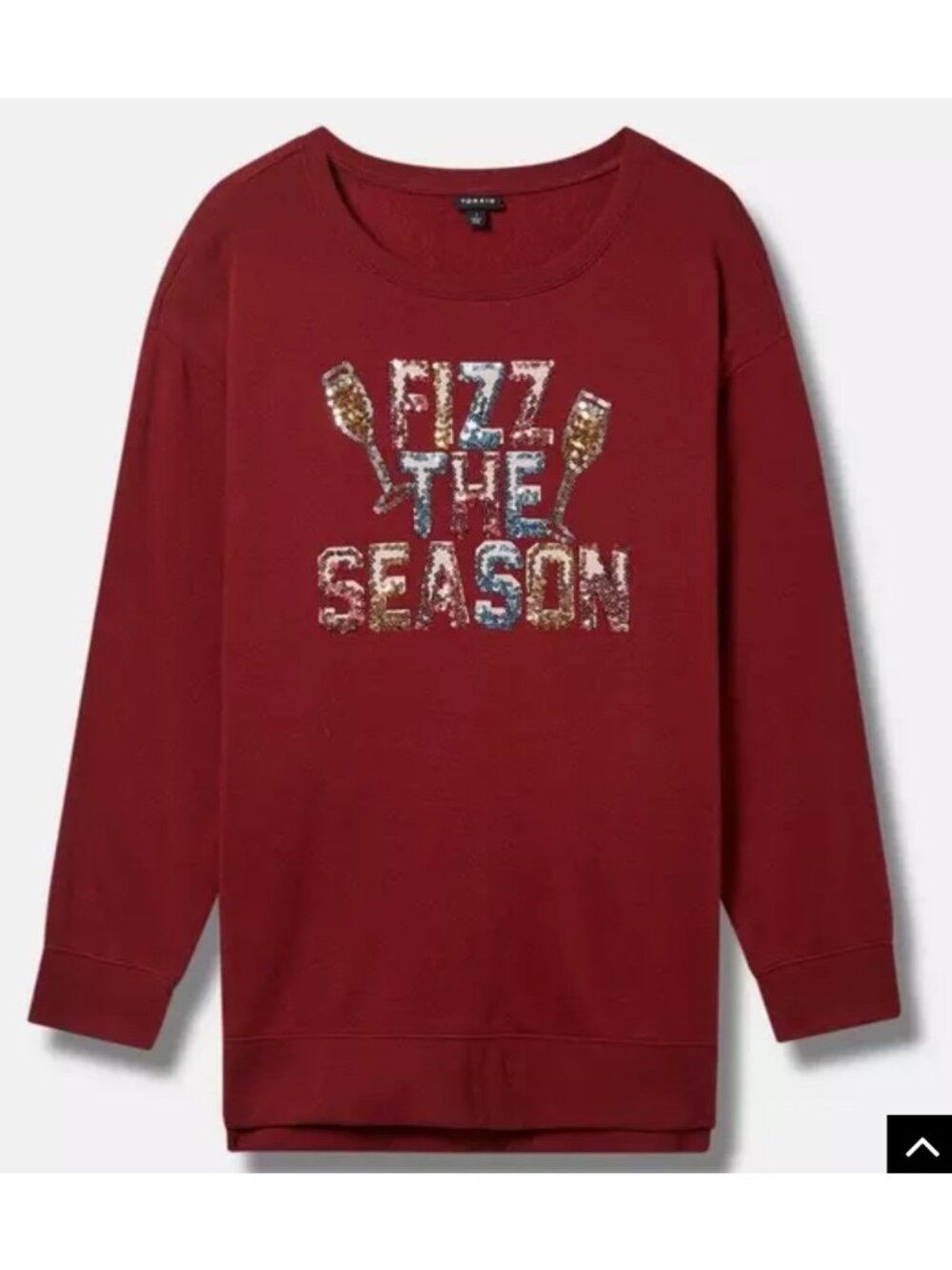 NWT Torrid Holiday Top Crewneck Fizz The Season Cozy Fleece Drop Shoulder 1X